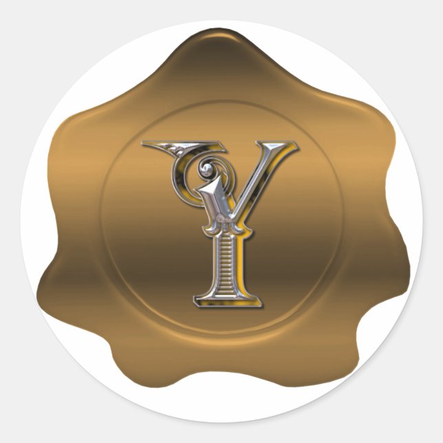 Rond Élégant Y Monogramme Sticker en cire de bronze (Devant)