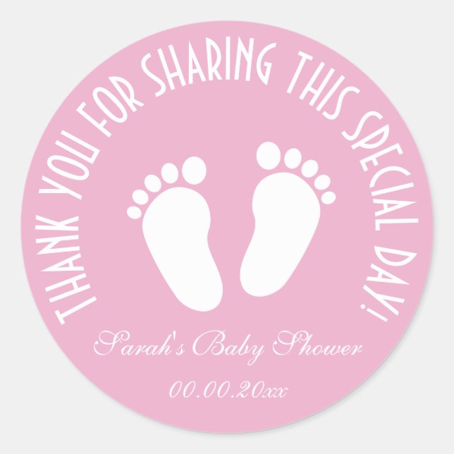 Rond Empreinte babyshower fête pour remercier sticker (Devant)