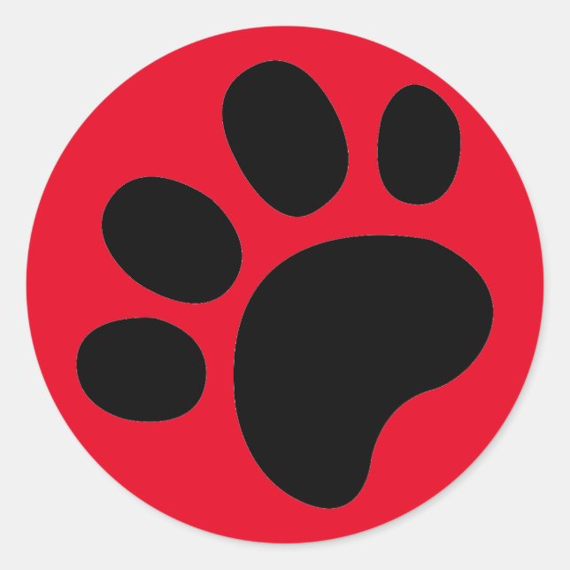 Rond Empreinte de patte rouge - Sticker circulaire (Devant)