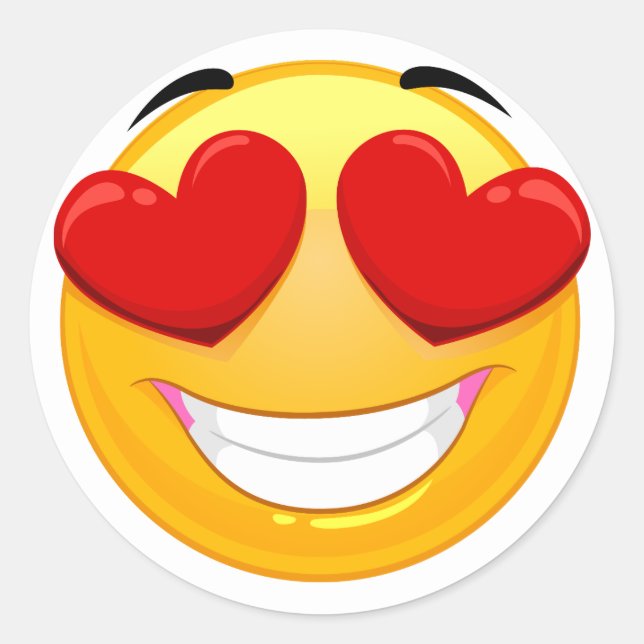 Rond En amour Émoji Classic Sticker (Devant)