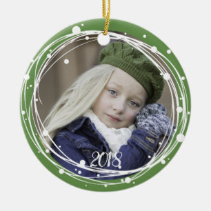 Rond En Céramique Bulles de neige Ornement de la couronne de Noël