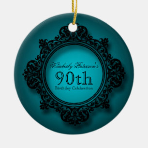 Rond En Céramique Cadre vintage 90e anniversaire Ornement personnali
