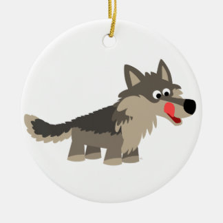 Rond En Céramique Caricature mignonne ornement Wolf affamé