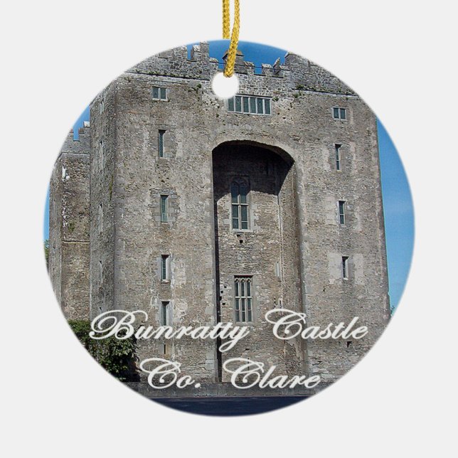 Rond En Céramique Château de Bunratty, Irlande, Ornement de Noël, (Devant)