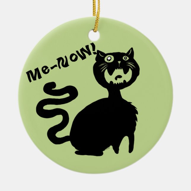 Rond En Céramique Chats affamés~ ornement (Devant)