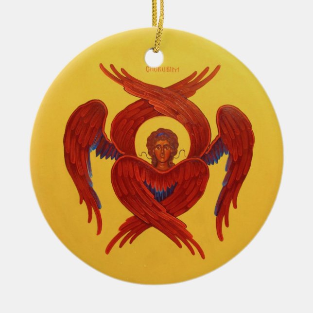 Rond En Céramique Cherubim et ornement orthodoxe d'icône de Seraphim (Devant)