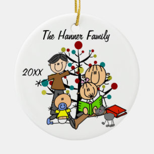 Rond En Céramique Couple Avec Fille, Bébé Garçon, Ornement De Fête D