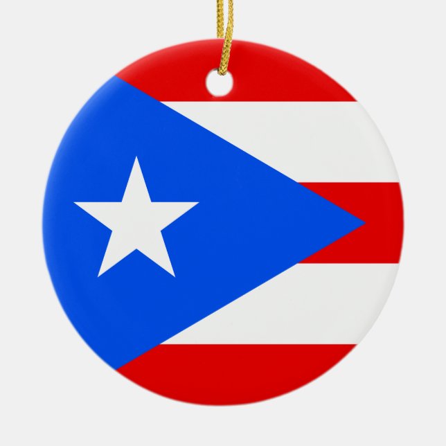 Rond En Céramique Drapeau Porto Rico ornement d'arbre de Noël (Devant)