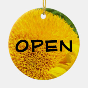 Rond En Céramique enseigne OUVERT Enseigne fermée ornement Tournesol