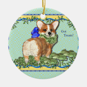 Rond En Céramique "Festins obtenus ?" Ornement de corgi