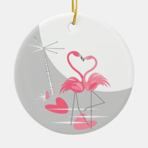 Rond En Céramique Flamant rose Amour Grande Lune ornement de texte r