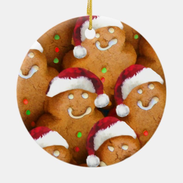 Rond En Céramique Gingerbread Cookie Père Noël Xmas Ornement (Dos)