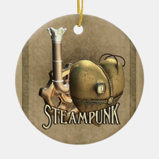 Rond En Céramique I ornement personnalisé par Steampunk de coeur (Devant)