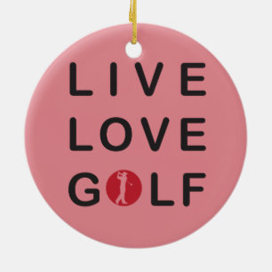 Rond En Céramique La vie est Golf Golf Golf Panier Jaune Ornement