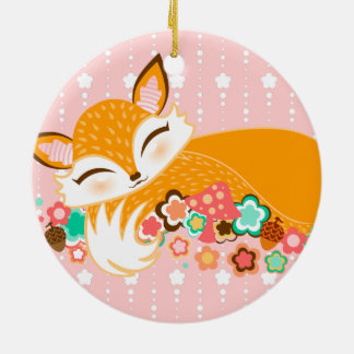 Rond En Céramique Lil Foxie CUB - ornement fait sur commande mignon