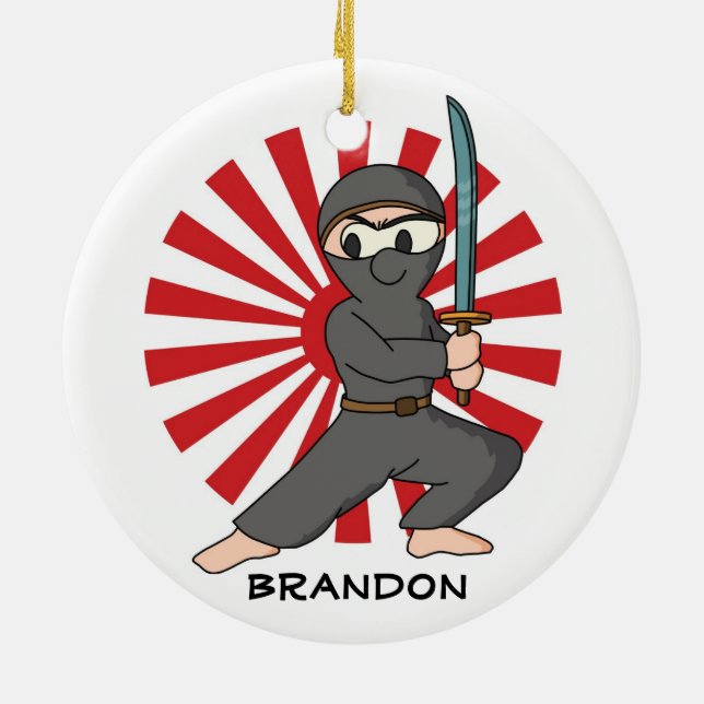 Rond En Céramique Ninja Boy Design Ornement (Dos)