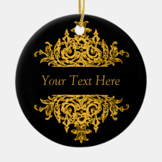 Rond En Céramique Noir et ornement baroque de Noël d'or