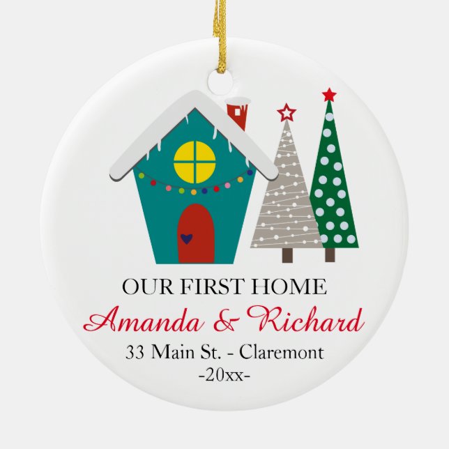 Rond En Céramique Notre premier ornement à la maison de Noël - (Dos)