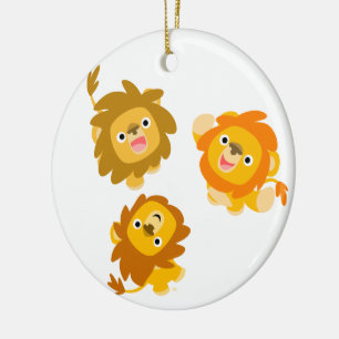 Rond En Céramique "Nous sommes ici ! !" Ornement des Lions de Carton