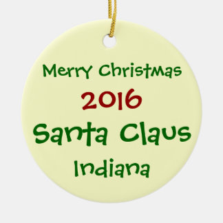 ROND EN CÉRAMIQUE NOUVEL ORNEMENT 2016 DE NOËL DU PÈRE NOËL INDIANA