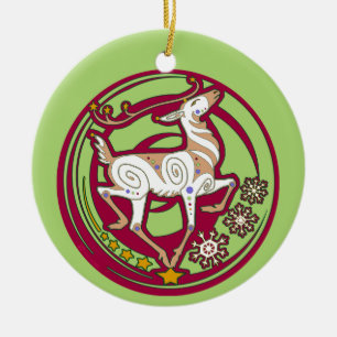 Rond En Céramique Ornement 2017 de Noël de renne de Holidaze de