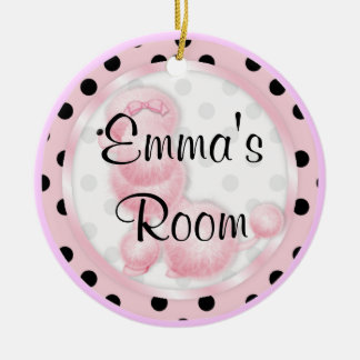 Rond En Céramique Ornement Affichette de porte de caniche rose