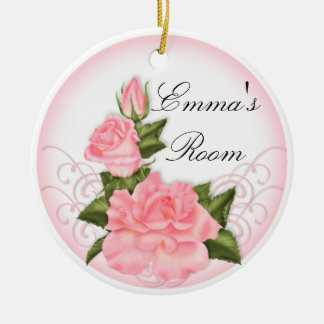 Rond En Céramique Ornement Affichette de porte rose