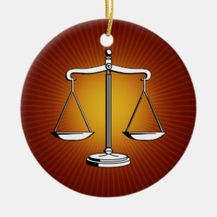 Rond En Céramique Ornement avec des échelles de justice