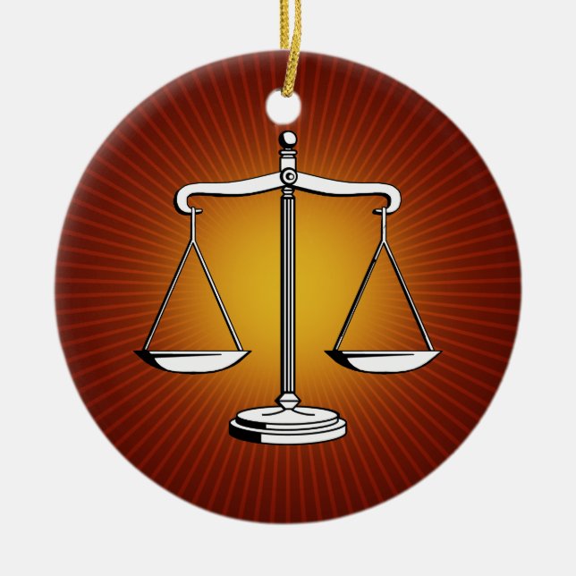 Rond En Céramique Ornement avec des échelles de justice (Devant)