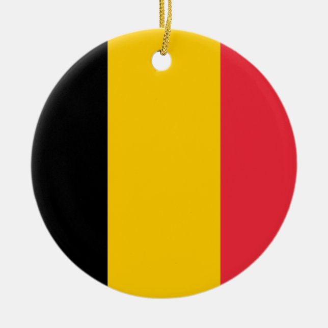 Rond En Céramique Ornement avec drapeau de Belgique (Devant)