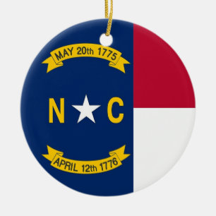 Rond En Céramique Ornement avec drapeau de Caroline du Nord
