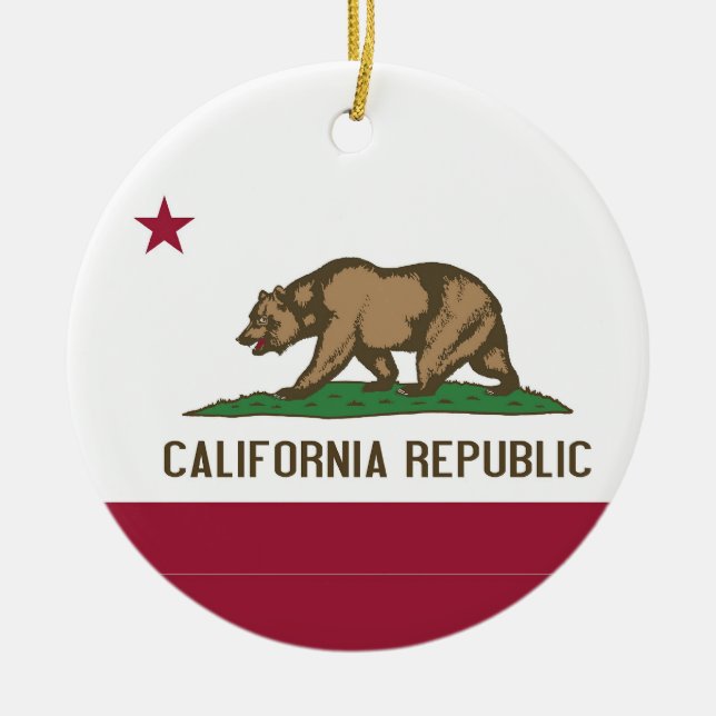 Rond En Céramique Ornement avec drapeau de la Californie (Devant)