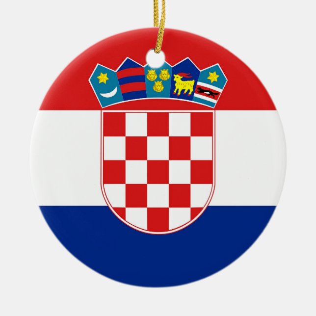 Rond En Céramique Ornement avec drapeau de la Croatie (Devant)