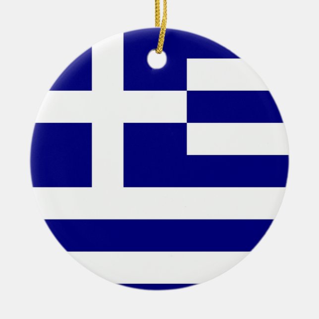 Rond En Céramique Ornement avec drapeau de la Grèce (Devant)
