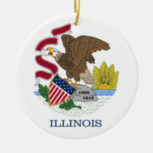 Rond En Céramique Ornement avec drapeau de l'Illinois