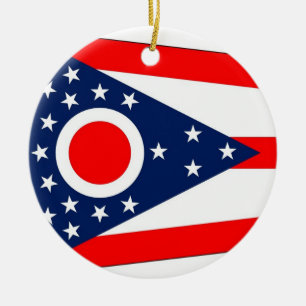 Rond En Céramique Ornement avec drapeau de l'Ohio