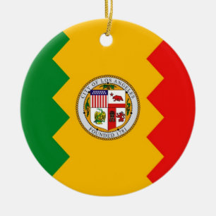 Rond En Céramique Ornement avec drapeau de Los Angeles, Californie