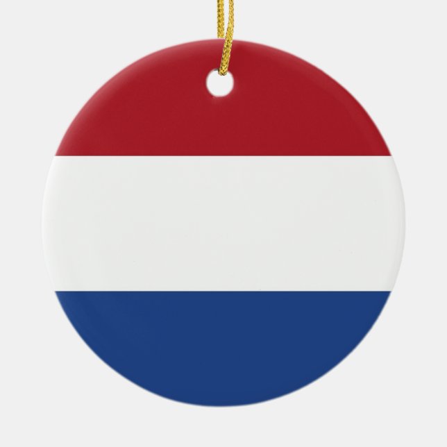 Rond En Céramique Ornement avec drapeau de Pays-Bas (Devant)
