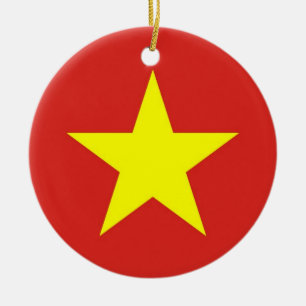 Rond En Céramique Ornement avec le drapeau du Vietnam