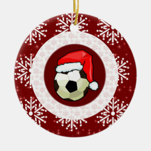 Rond En Céramique Ornement - ballon de football de Père Noël