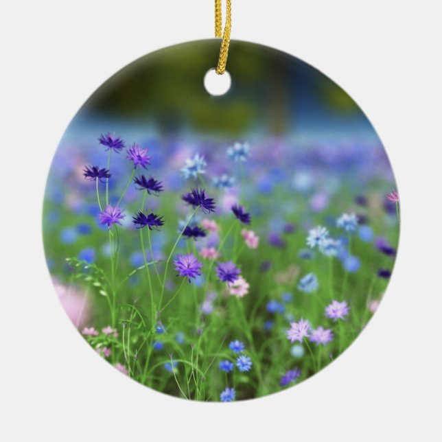 Rond En Céramique Ornement bleu fleur (Devant)