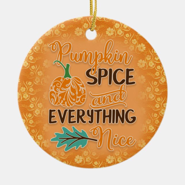 Rond En Céramique Ornement Citrouille d'automne orange (Devant)