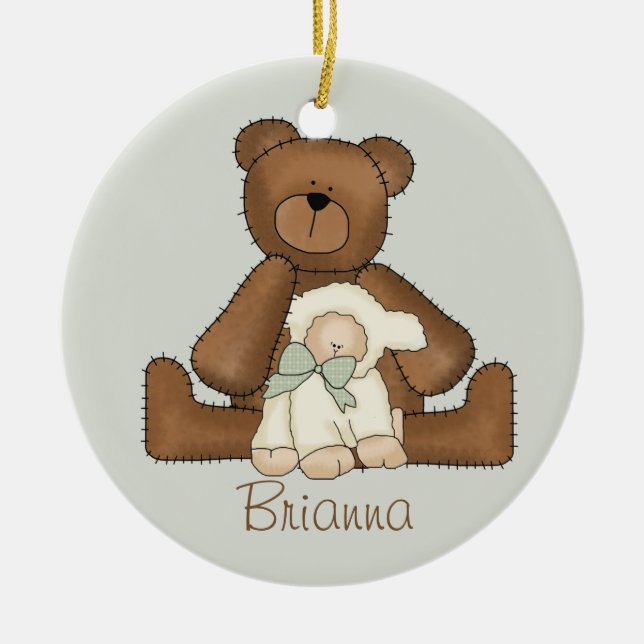 Rond En Céramique Ornement d'agneau de communion (Devant)