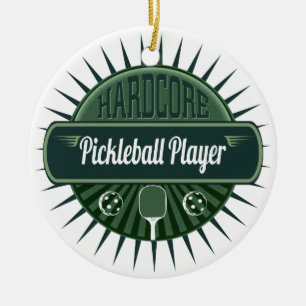 Rond En Céramique Ornement d'arbre de joueur de Pickleball de Joyeux