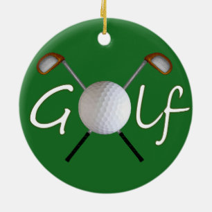 Rond En Céramique Ornement d'arbre de Noël de golf