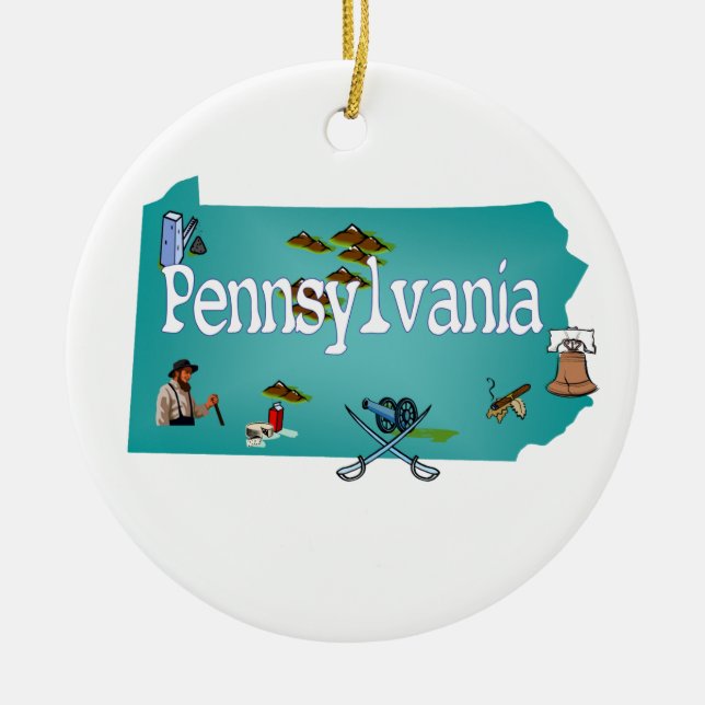 Rond En Céramique Ornement d'arbre de Noël de la Pennsylvanie (Devant)
