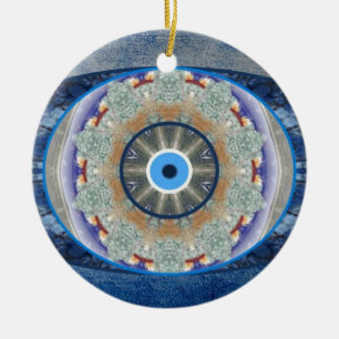 Rond En Céramique Ornement d'arbre de Noël de protection "d'oeil