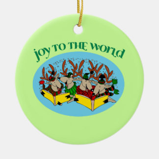 Rond En Céramique Ornement d'arbre de Noël de renne de Carolers