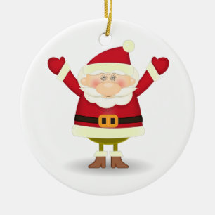 Rond En Céramique Ornement d'arbre de Noël - Père Noël