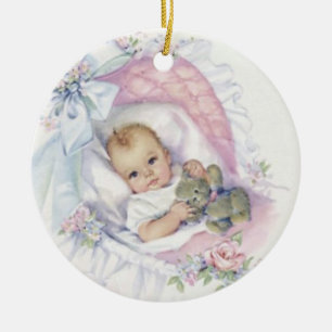 Rond En Céramique Ornement de bébé vintage mignon
